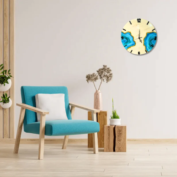 Modern Resin Ocean Textured Wall Clock – 18 and 24 Inches, Personalized & Customizable Ocean Theme Epoxy Clock – Stylish Numerals, Unique Design