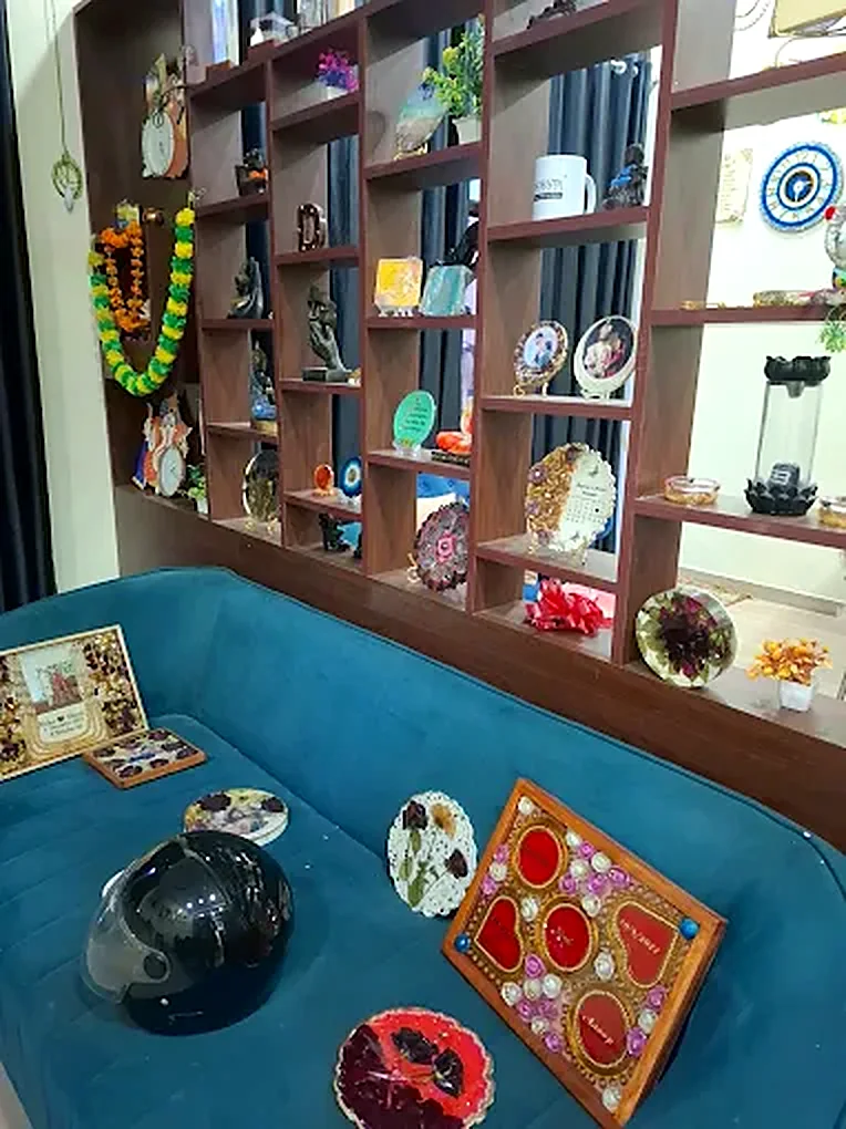 Resin clocks, frames and gifts on display at Resin Arts Jaipur studio