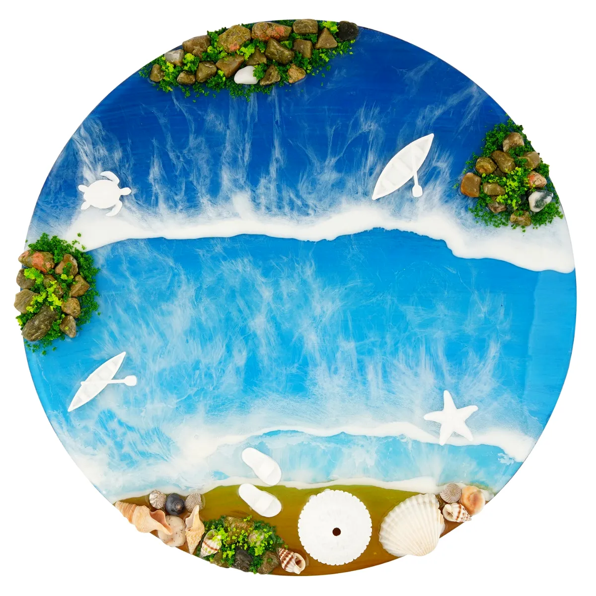 Round ocean beach resin wall art